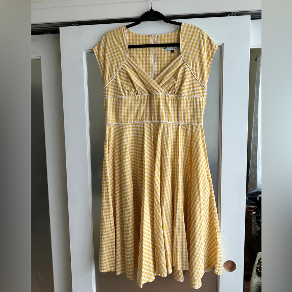 Hell Bunny Yellow and White Gingham Sundress